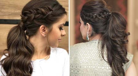 Low Wavy Ponytail - Traditional Simple Hairstyles For Saree Pictures
