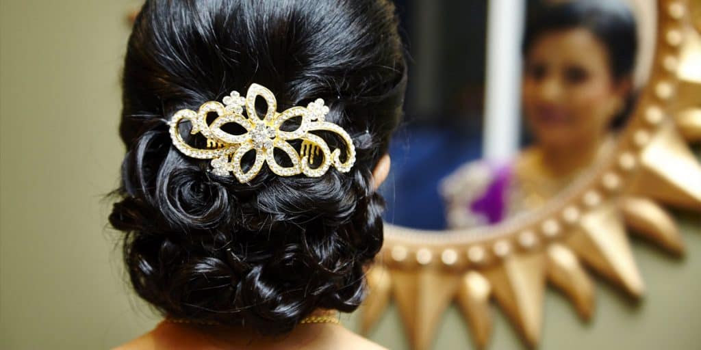 Ringlets Bridal Bun - messy bun hairstyles for indian wedding